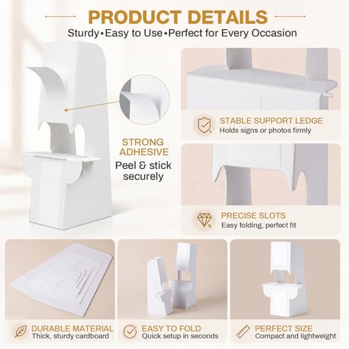 30 Pack Cardboard Easel Stand 15" & 12" Self Adhesive Cardboard Easel Back Display Stand for Table Top Photo Picture Poster Foam Board Painting Canvas Art Craft Retail Wedding Sign Holder - size: 12" & 15"