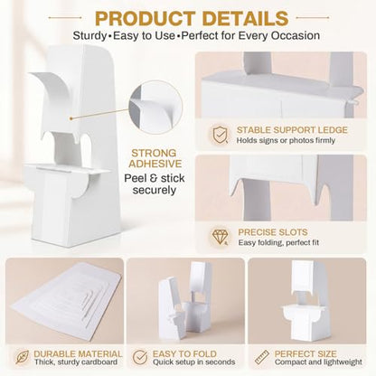 30 Pack Cardboard Easel Stand 15" & 12" Self Adhesive Cardboard Easel Back Display Stand for Table Top Photo Picture Poster Foam Board Painting Canvas Art Craft Retail Wedding Sign Holder - size: 12" & 15"
