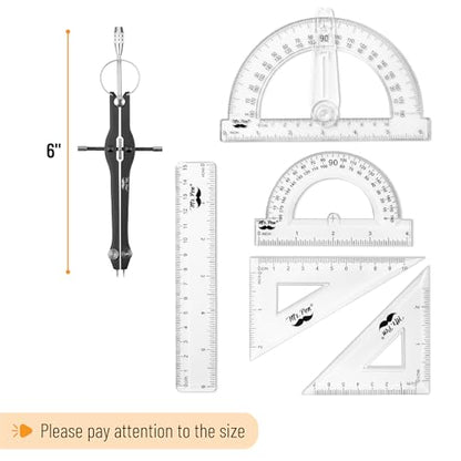 Mr. Pen- Geometry Set, 15 pcs, Black, 6 Inch Swing Arm Protractor, Divider - color: Black
