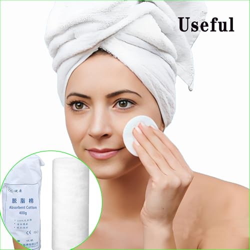 400g White Pure Cotton Roll, Absorb Well, Super Soft,Multipurpose for Makeup Removal,Wound Care，Applying Lotion or Powder,Nail Polish, Beauty Baby Care Pure Cotton Rolls，for Everyday Household Use