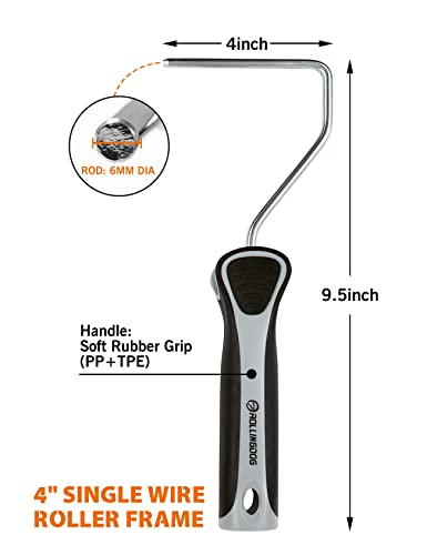 ROLLINGDOG 4 Inch Paint Roller Frame with Single Rod - color: 4" Roller Frame