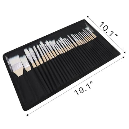 Artecho 32 Pcs Acrylic Paint Brushes Set with Case | Artist Painting Supplies Kit, Professional Painting Tools For Oil Watercolor Gouache Canvas