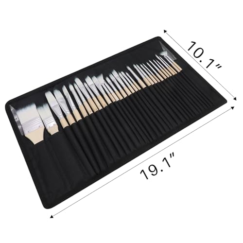 32 Pcs Acrylic Paint Brushes Set & Artecho Mars Black Acrylic Paint 1000ml / 33.8 fl oz Pump Dispenser