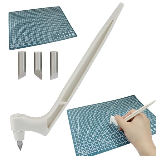 White Craft Cutting Tools, Craft Cutting Knives | 3 Different 360 Degree Rotating Blades, Cutting Mat, Stainless Steel Cutter Pen, For Stencils Scrapbooks DIY Crafts - color: White