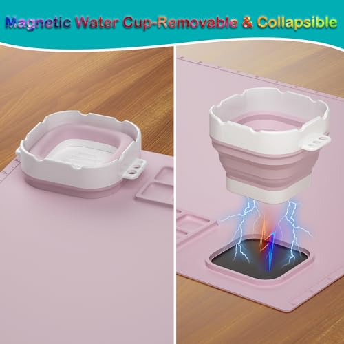 Creator 20"x16" Silicone Painting Mat with Cup - Nonstick Sheet for Resin Jewelry Casting, Art, DIY, Drawing, Clay and Play Doh - color: Pink