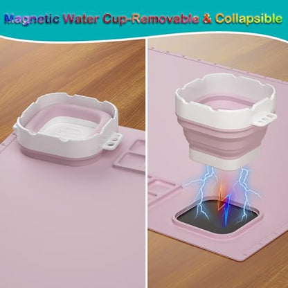 Creator 20"x16" Silicone Painting Mat with Cup - Nonstick Sheet for Resin Jewelry Casting, Art, DIY, Drawing, Clay and Play Doh - color: Pink