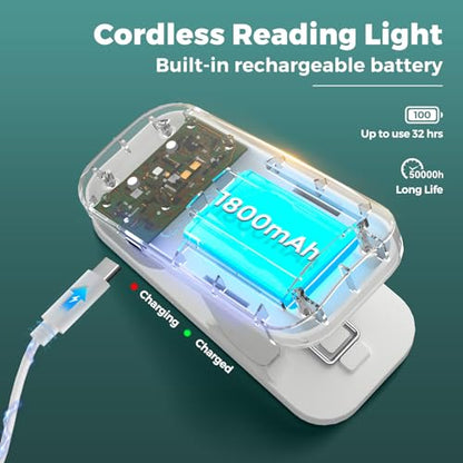 CUHIOY 2Pack Rechargeable Clip on Reading Light for Bed Headboard, White - color: White+White