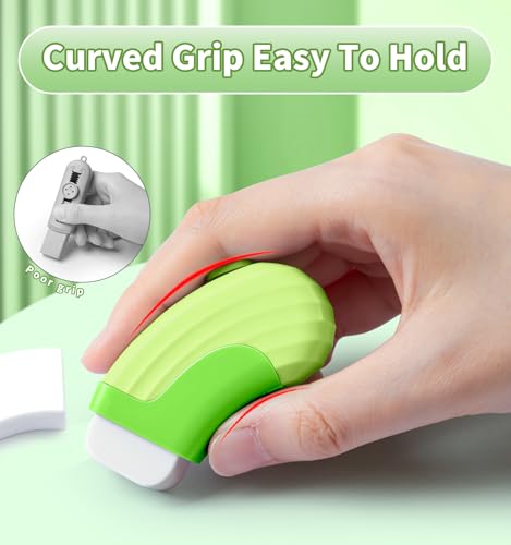 4+1 Pack Rubber Erasers Sliding Retractable Eraser - Green | Large White Erasers with 4 Refill Eraser for School Office Home Supplies Art Drawing, Push Pull Pencil Erasers for Kids Teens - color: Green