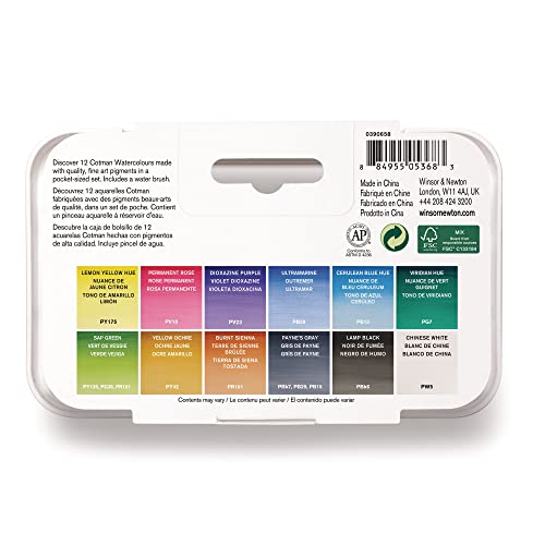 Winsor & Newton Cotman Watercolor Paint Set, 12 HP Water Brush Pocket Set - style: 12 Half Pan Water Brush Set