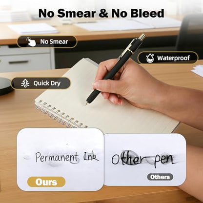 6Pcs Gel Pens-0.5mm Fine Point Black Ink with 3 Extra Refills, Soft Comfortable Grip,Smooth Fluent Writing,Retractable Design for Men Journal,Business Office and Nurse Note Taking(Black) - color: Black