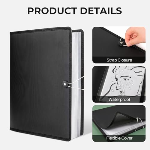 Nicpro 18"x24" Art Portfolio, 30 Pockets Display 60 Pages Art Portfolio Folder with Clear Plastic Sleeves, Artwork Storage Presentation Book for Artists, Painting Carrier Case - size: 18x24"
