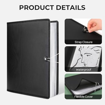 Nicpro 11"x17" Art Portfolio, 30 Pockets Display 60 Pages Art Portfolio Folder with Clear Plastic Sleeves, Artwork Storage Presentation Book for Artists, Painting Carrier Case - size: 11"x17"