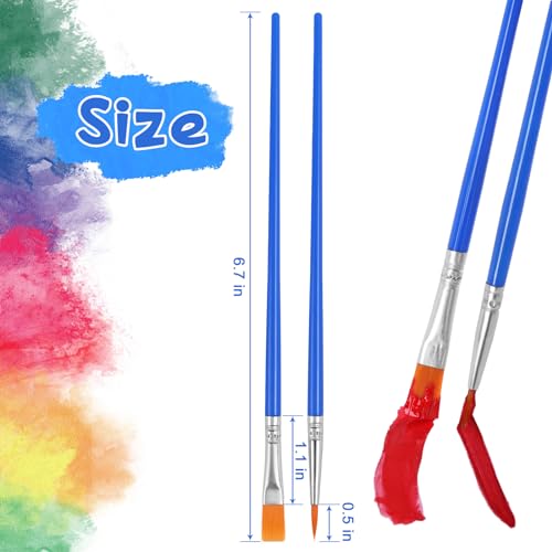 Paint Brush Bulk, 50 Pcs Small Brushes for Acrylic Painting, Craft Paint Brushes Set for Kids Watercolor Face Canvas Detail Painting (Flat & Round) - color: Flat and Round