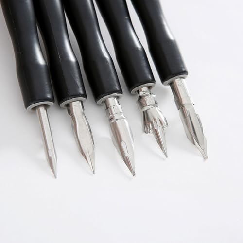 Tofficu Dip Pen Nib Holder Black Plastic Pole 4.92 Inch Manga Pen Supplies for Comic Drawing Water Dip Art Sketching Easy-Replace Penholder Set of 12 for Desk Organizer - color: Black