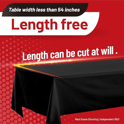 Plastic Table Cloth, 110 Ft x 54 In Plastic Table Cloth Disposable Roll | Black Tablecloths Roll PEVA Material, Waterproof with Cutter, Disposable Table Cover Roll Ideal for Banquets, Festival, Party - color: Black, size: 1320" x 54" (Rectangular)