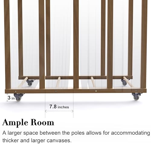 Art Storage Rack, Art Canvas Storage, Art Drying Rack, Canvas Boards Rack Art Storage with Handle & Caster Wheels for Drawing Board, Panel, Paper Pad for Art Studios, Artworks, Gallery - size: 21.5"D x 39.5"W x 42"H