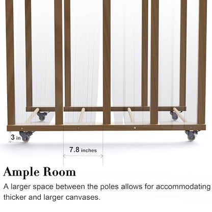 Art Storage Rack, Art Canvas Storage, Art Drying Rack, Canvas Boards Rack Art Storage with Handle & Caster Wheels for Drawing Board, Panel, Paper Pad for Art Studios, Artworks, Gallery - size: 21.5"D x 39.5"W x 42"H