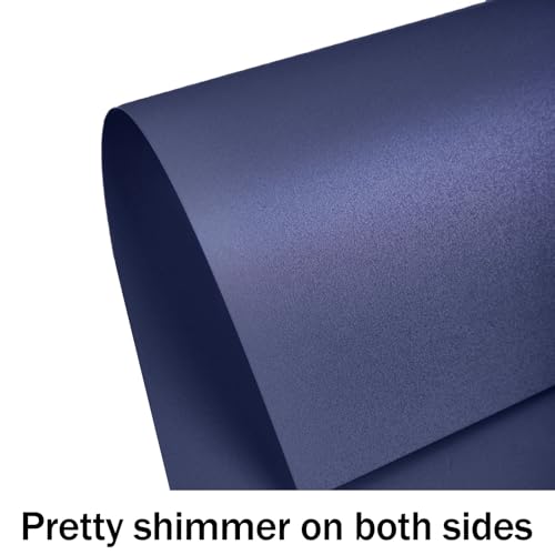 Navy Blue Shimmer Cardstock 8.5 x 11 Navy Blue Paper | Goefun 24 Sheets 80lb Card Stock Printer Paper for Christmas, Invitations, Certificates, Crafts, Card Making - color: navy blue