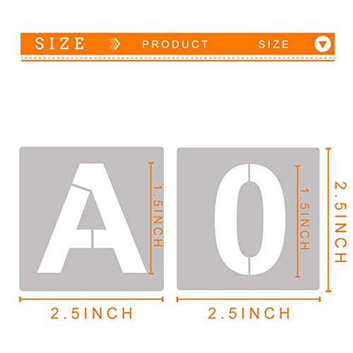 36PCS Letter Stencils 1.5 inch Reusable Plastic, Small Alphabet and Number Stencils for Painting on Wood, Wall, Fabric, Tracing, Rock, Chalkboard, Signage - color: 1.5 inch