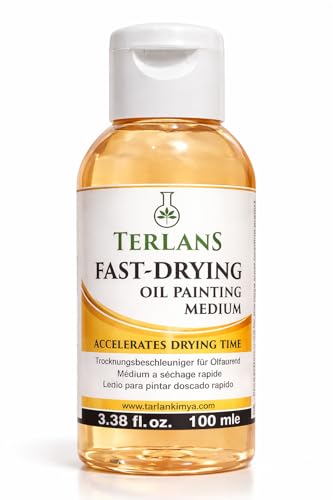 TERLANS Fast Drying Oil Painting Medium, 100 ml (3.38 fl. oz.) | Flip-Top Cap | Speeds Drying, Improves Flow & Gloss for Oil Paints | Artist Oil Painting Supplies