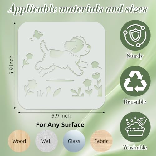 Dog Stencils for Crafts Reusable 24Pcs Stencils(5.9X5.9 Inch) - color: Dog 1
