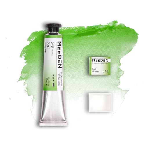 MEEDEN Professional Artist Watercolor Paint: Sap Green - 15ml/0.5oz - color: Sap Green