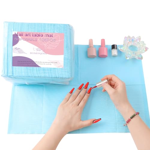 125Pcs Disposable Nail Paper Towels for Acrylic, 3 Ply Foldable Nail Table Mat, Waterproof Nail Art Practice Sheet Clean Pads Napkins, Nail Supplies for Manicure Salon or Home Use (Blue) - color: Blue