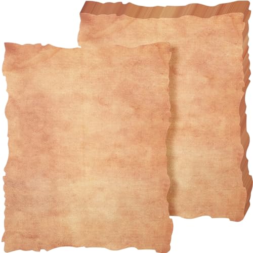 Harloon Vintage Paper Cotton Stationery Paper, 8.5x11 Inch, 50 Pcs | Old Looking Thick Cardstock Blank 200 Gsm, Antiqued Watercolor Deckle Edge, for Invitations Drawing Writing Invitations Craft - size: 8.5 x 11 Inch