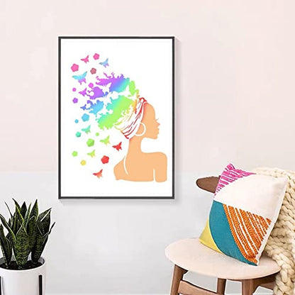 TIAMECH 6 Pcs A4 Reusable Girls Stencils for Painting | Butterflies Ladies & Beautiful Bride Layering Templates, DIY Wall Art, Wood Furniture, Scrapbook & Crafts (8.3x11.7inch) - style: Butterfly Girl