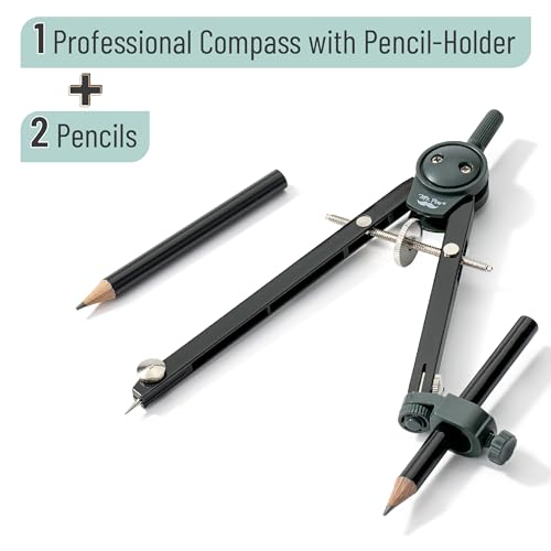Mr. Pen- Metal Geometry Compass, Center-Wheel Design - color: Black