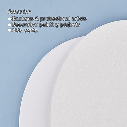 NBEADS 10 Pcs Canvas Panels, Wood and Linen Painting Canvas Oval Blank Oil Paint Board for Painting Craft Drawing, White, 18x24x0.3cm - size: L.W: 9.4"×7"/Thi: 0.1"-Oval