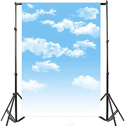 7x9ft Blue Sky and White Clouds Backdrop for Photography Vinyl Material | Clear Sky Photo Background Banner Airplane Theme Baby Newborn Birthday Cake Table Party Decorations Kid Portrait Studio Props - size: 7x9ft
