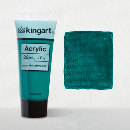 KINGART PRO Artist Quality VIRIDIAN Acrylic Paint, 22ml (0.74oz) Tubes, 3 Pack - Set (66ml Total), Viridian Green