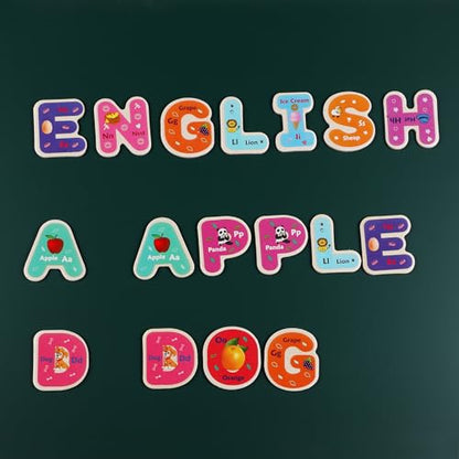 TOWO 72-Piece Magnetic Letters and Numbers, Fridge Magnets for Kids | 2-set includes 72 wooden letter and number magnets; supports ABC spelling, counting and early learning for children age 3+ - color: 52 Letters and 20 Numbers