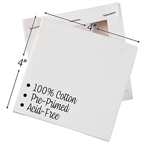 iDIY Stretched Canvas Board 4 x 4 (Set of 12) 5/8" - Classic White Blank, Pre Primed for Oils or Acrylics, 100% Cotton, Acid Free - Professional Grade for Painting or Art Project, Craft, Mixed Media - size: 4 x 4 inches (set of 12)