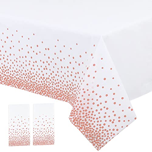 2 Pack Plastic Tablecloth Disposable Rose Gold Tablecloth for Rectangle Tables 54" x 108" Party Decorations Birthday Thanksgiving Christmas Valentines Wedding Outdoor BBQ Picnic (Rose Gold, 2 Pack) - color: Rose Gold, size: 2 Pack