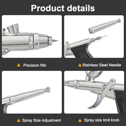 0.3mm Airbrush Kit Dual Action Air Brush Painting Set with 7/30/40cc Cup