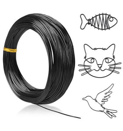 Black Craft Wire, 18 Gauge Aluminum Craft Wire, Bendable Wires for Crafts and Jewelry, Wreaths & Crafts (30m X 0.04 Inch, Black)