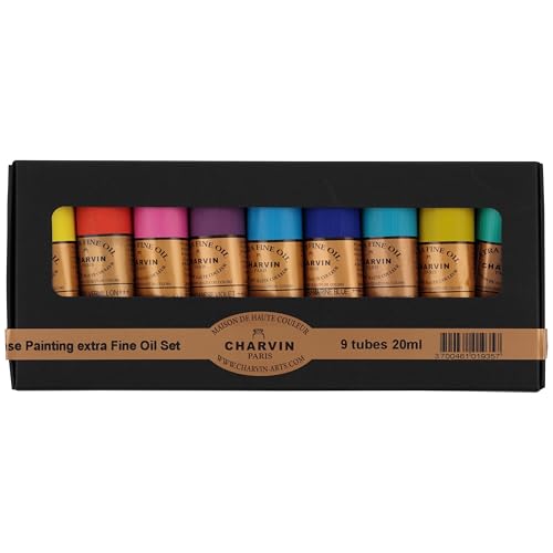 Charvin Extra Fine Professional Oil Paint Set for Artists, Intense Colors - Bonjour Set of 9, 20 ml Tubes, Finely Milled, Non-Yellowing Artist Oil Paints in French Riviera-Inspired Hues - color: Intense Colors, size: .68 Fl Oz (Pack of 9)