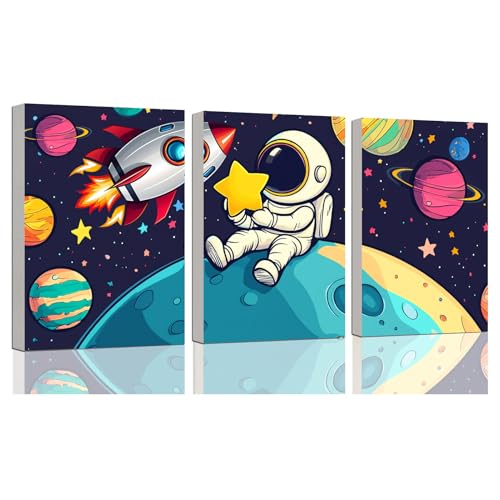 3 Piece Paint by Numbers Kit for Kids Easy Kid Paint by Number Kits Ages 8-12 Space DIY Painting Kits for Kids Age 4-8 Beginner Paint by Number Canvas with Frame Children Color by Numbers Kit 8x12 In - color: Space DIY Painting Kits for Kids
