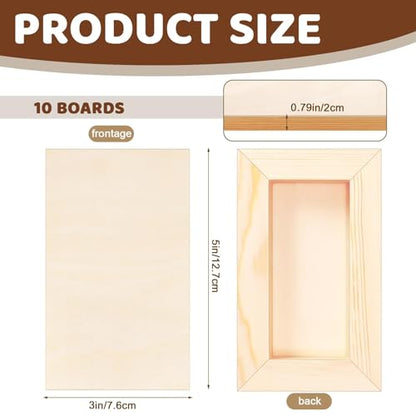 FSWCCK 10 Pack 3 x 5 inch Wood Panel Boards, Unfinished Wood Canvas Panels for Crafts, Painting Canvas, DIY Art Projects, Pouring, Arts Use with Oils, Acrylics - size: 3"X 5" 10 Pack