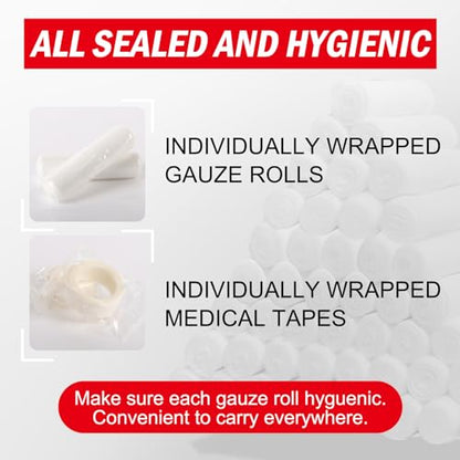 DMSKY 24 Pack Gauze Rolls, 4 in x 4.1 Yards | Individually Wrapped Gauze Wrap Roll for Wounds, Premium Bandage Wrap Rolled Gauzes, Mummy Wraps - color: 24pack, size: 4 IN