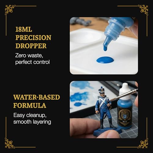Ludus Bellum Miniature Paint Blue Color 18ml Dropper Bottle, Professional Acrylic Paint for Miniatures & Models, Provides Quality Acrylic Tones and Shades for Warhammer 40K D&D Figures - color: Blue