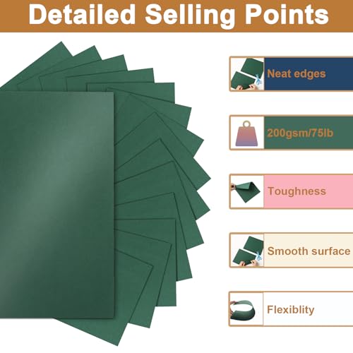 Silunkia 28 Sheets Christmas Green Shimmer Cardstock 8.5 x 11 Paper 92lb | Premium Craft Paper Card Stock for DIY Cards Making, Anniversaries, Wedding Invitations, Greeting Cards - color: Green, size: 28 Sheets