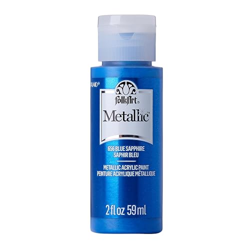 FolkArt Blue Sapphire Metallic Acrylic Paint, 2 Fl Oz (Pack of 1) - color: Blue Sapphire, size: 2 Fl Oz (Pack of 1)