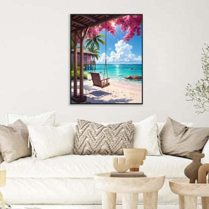 Paint by Numbers Kit for Adults, Tropical Beach Number Painting Canvas Kit - color: LBOPNFP1
