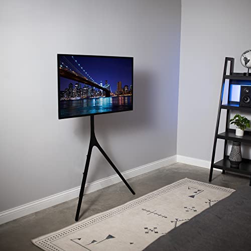 VIVO Black Easel TV Stand for 45 to 65 inch Screens, STAND-TV65AB | Articulating Artistic Studio Display Stand, Adjustable TV Mount with Swivel, Tripod Base, Max VESA 600x400, Holds 77 lbs - color: Black - Black, size: 45 to 65 in TVs