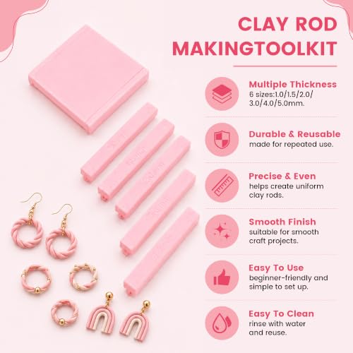 Polymer Clay Bead Roller & Snake Maker, 6 Sizes Strip & Hoop Roller for DIY Earring Jewelry Making