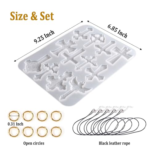 SWUAVD Cross Resin Molds, 9×7inch Epoxy Resin Cross Molds Silicone Molds for Keychain DIY Craft Necklace Jewelry Pendant Making Halloween Gifts