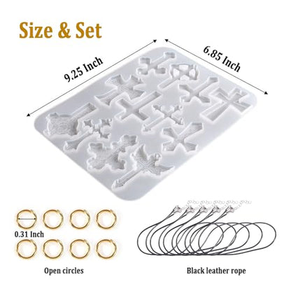 SWUAVD Cross Resin Molds, 9×7inch Epoxy Resin Cross Molds Silicone Molds for Keychain DIY Craft Necklace Jewelry Pendant Making Halloween Gifts